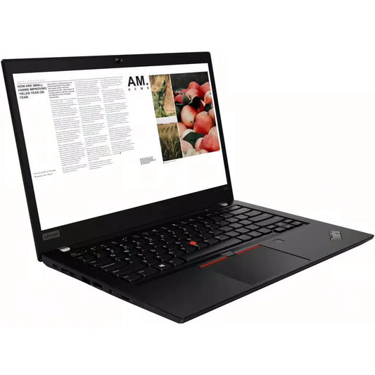 Lenovo ThinkPad T490 14" reconditionné vue ¾ écran allumé