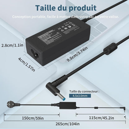 Cargador de clavija azul de 65 W para la serie HP EliteBook/Probook