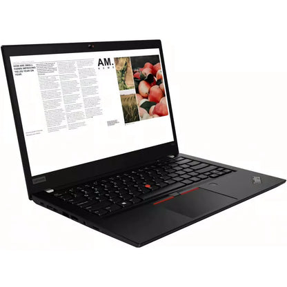 Lenovo ThinkPad T490 14" reconditionné vue ¾ écran allumé