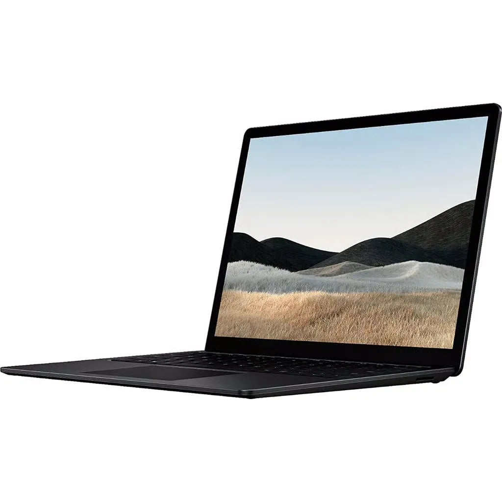 Microsoft Surface Laptop 4 13,5" reconditionné Noir mat vue ¾ écran allumé